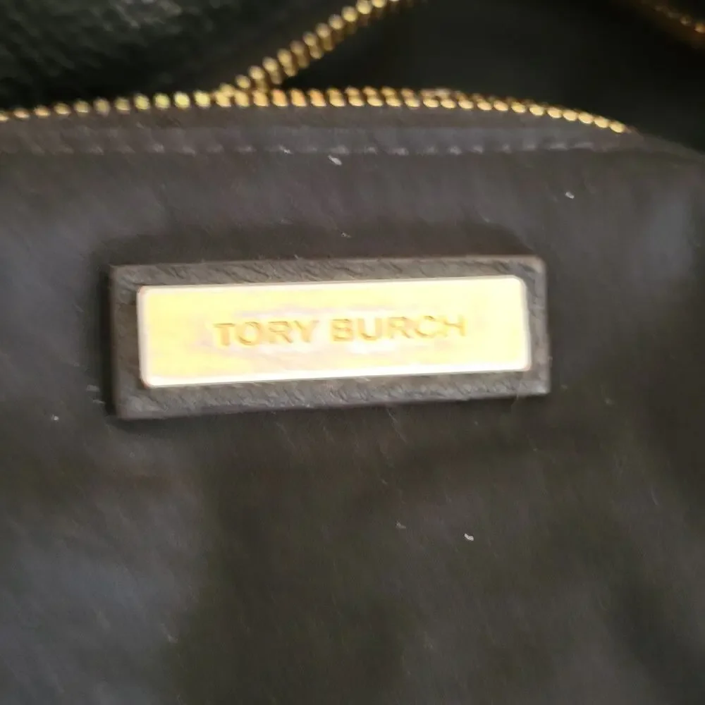Tory Burch Mcgraw Pebbled Leather Shoulder Black Tote Bag